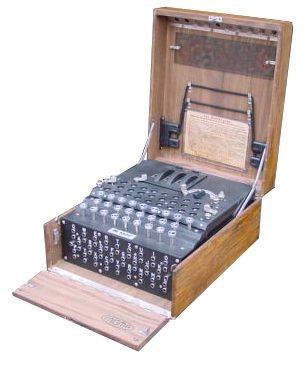 Picture of an Enigma coding machine. Picture of an Enigma coding machine.