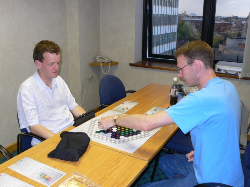 Picture of a Mensa Connections game in progress with Paul Henchcliffe on the right. Picture of a Mensa Connections game in progress with Paul Henchcliffe on the right.