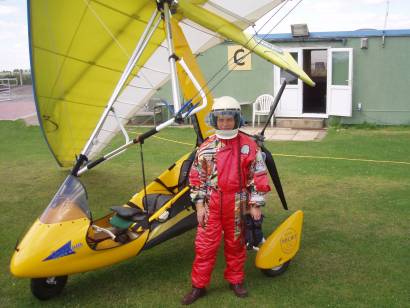 Mike won a flight in a Microlight. Mike won a flight in a Microlight.