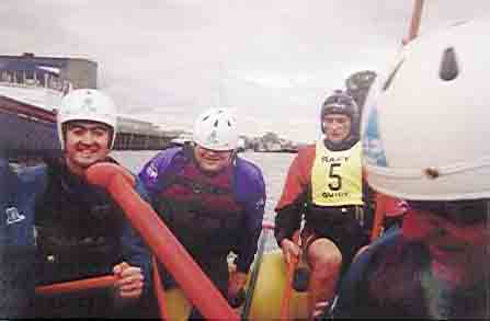Picture of four rafters on the water. Picture of four rafters on the water.