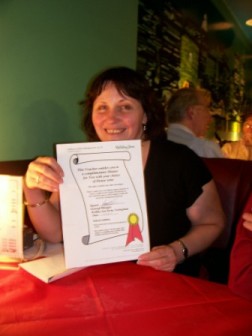 Picture of Linda Ward with her prize Picture of Linda Ward with her prize