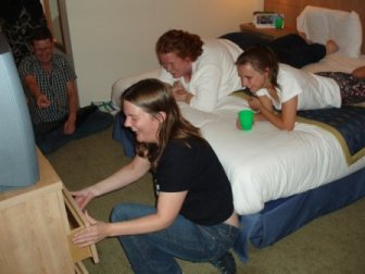 Picture of several Mensans abused by Claire's struggle with some dodgy hotel room furniture Picture of several Mensans abused by Claire's struggle with some dodgy hotel room furniture