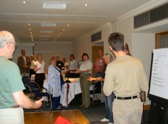 Picture from of Sue Lord teaching some basic sign language Picture from of Sue Lord teaching some basic sign language
