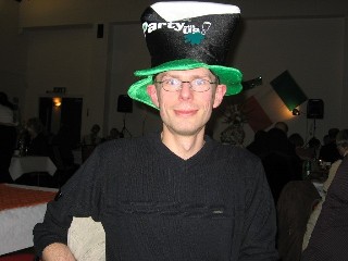 Picture of Paul Henchliffe in a hat that looks like a pint of Guinness Picture of Paul Henchliffe in a hat that looks like a pint of Guinness