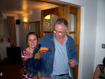 Maxine with 'Emu' glove puppet. Maxine with 'Emu' glove puppet.