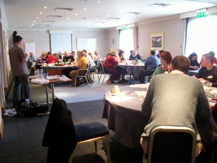 The guests listen attentively while to one of the talks. The guests listen attentively while to one of the talks.
