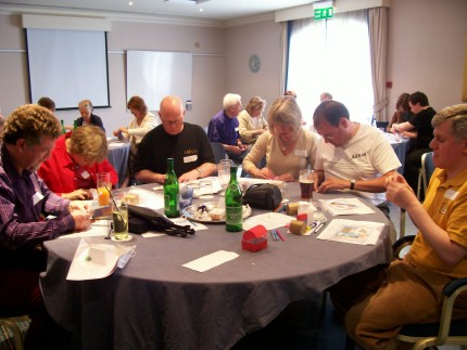The guests study hard at making their craft pieces. The guests study hard at making their craft pieces.